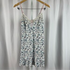 Marilyn Monroe Small Pastel Retro Floral Lace Ruffle Dress Nightgown Boho Satiny